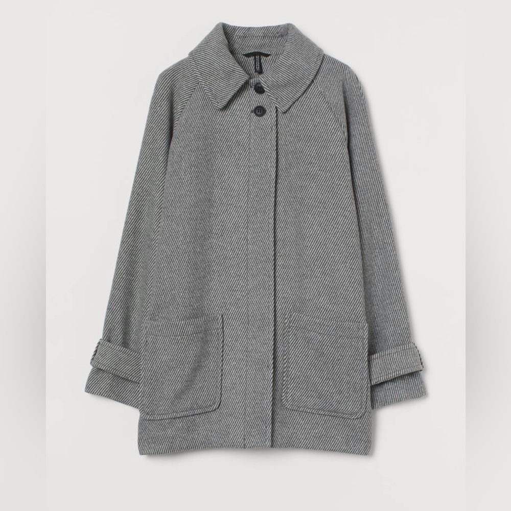 Gray and White Twill Pea/Blazer Styled Coat from H&M- Boxy Twill Coat